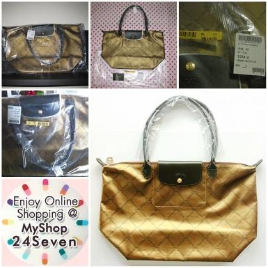 Sold Out---Longchamp LM Size M หูยาว สี Old Gold